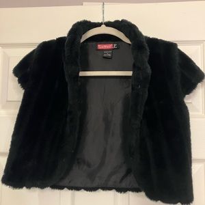 Say What? Kid’s Black Fur Shrug/Vest
